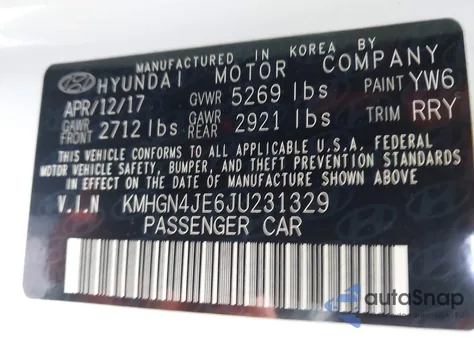 2018 Genesis G80 3.8 z USA, uszkodzony, nr VIN KMHGN4JE6JU231329